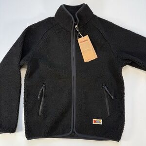 NWT FJALLRAVEN Vardag Pile 2-Layer Teddy Fleece Full Zip Jacket Womens XS Black